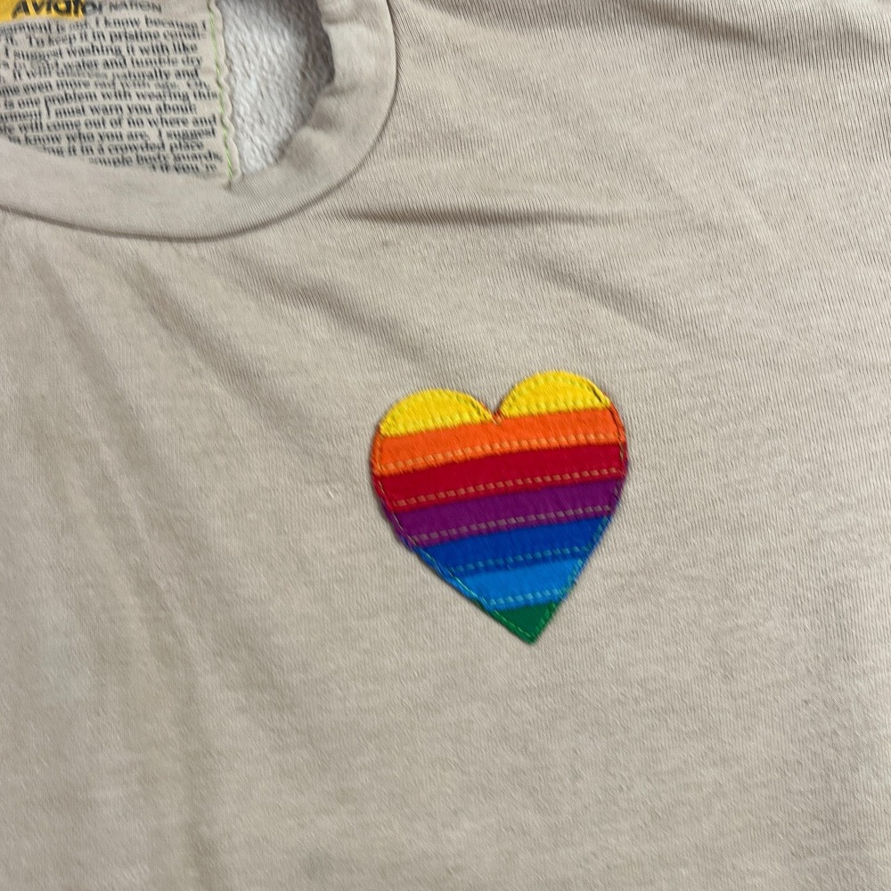 Aviator Nation Rainbow Heart Stitch Crewneck Sweatshirt Size Medium - Picture 3 of 14